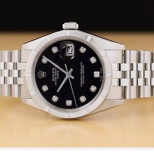 Rolex Black Face Diamond Men's Watch BOX